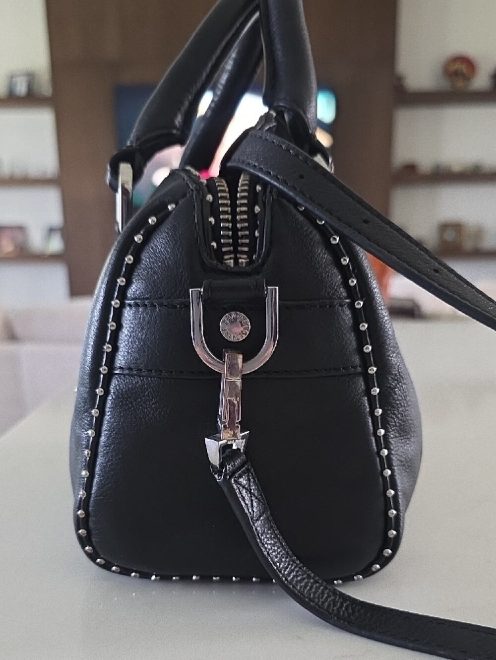 Zadig & Voltaire Black Leather Satchel with Studs and Wing Emblem - Picture 5 of 6